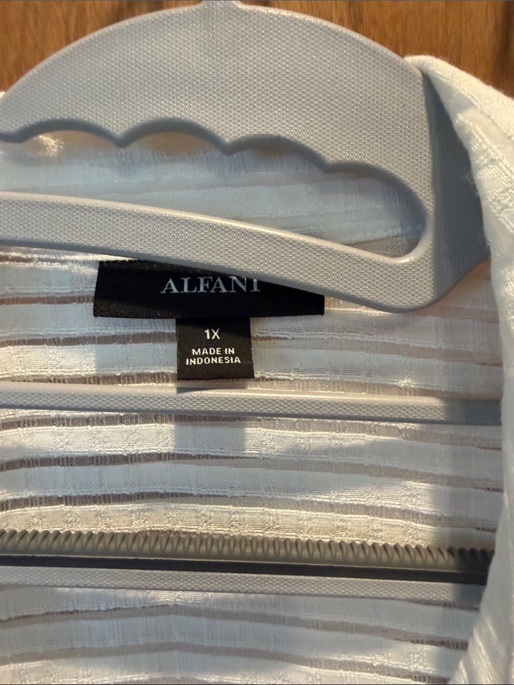 Alfani White Sheer Striped Button-Down Shirt - Picture 2 of 7